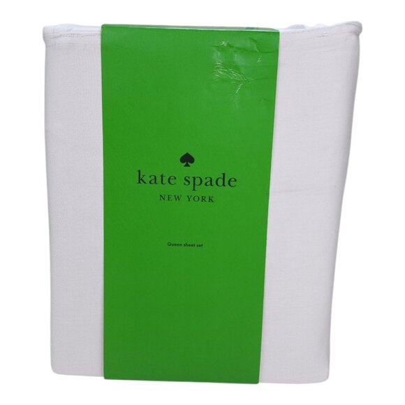 Kate Spade New York Queen Sheet Set Cotton Sateen Linen/Cream 18" Deep Mattress - Picture 1 of 8